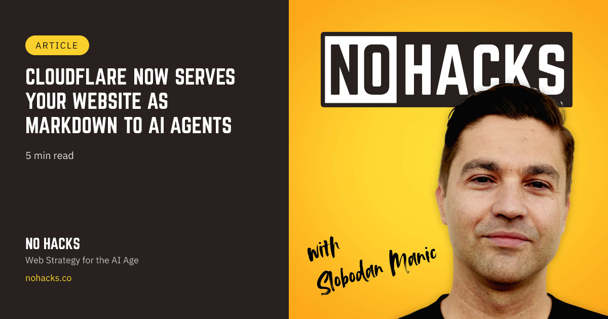 Cloudflare Now Serves Your Website as Markdown to AI Agents | No Hacks